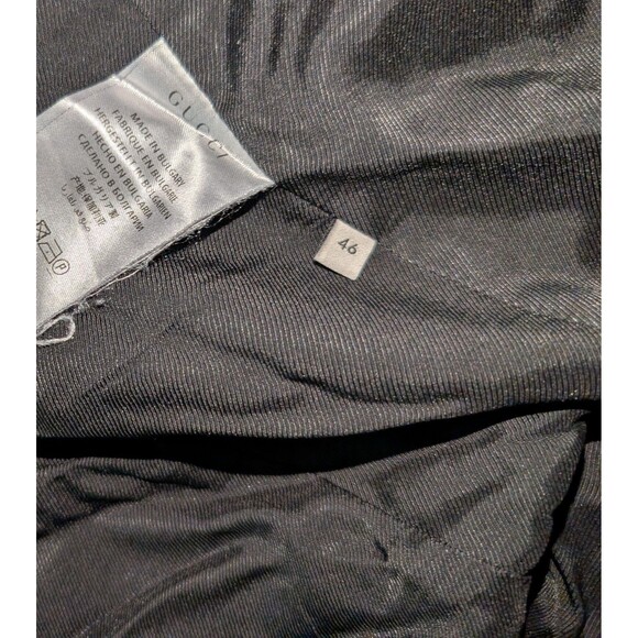 Gucci Uniform Black Wool Double Breasted Blazer Size 46 Pockets Dress - Picture 8 of 13